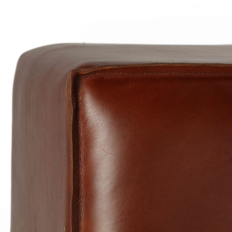 Nikola Large Square Brown Genuine Leather Ottoman