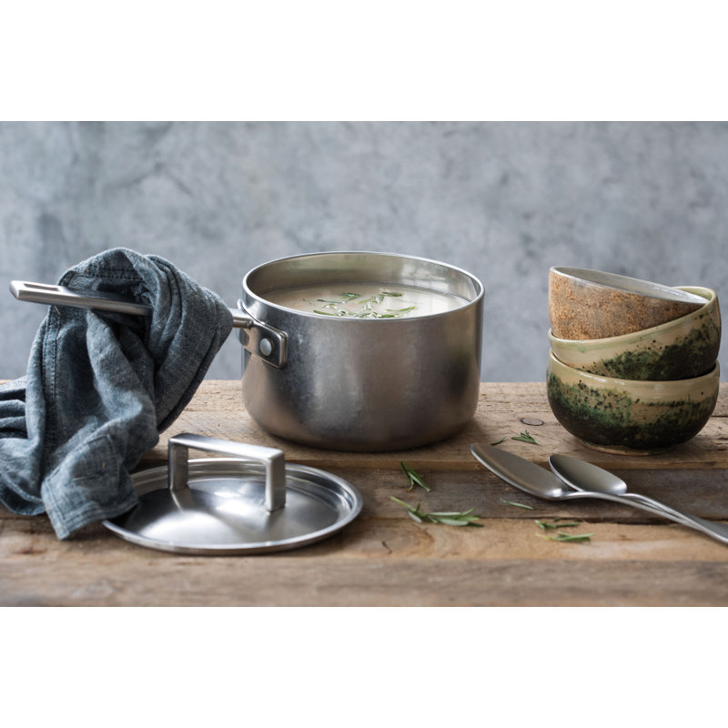 6" Pewter Stainless Steel Casserole Dish with Lid