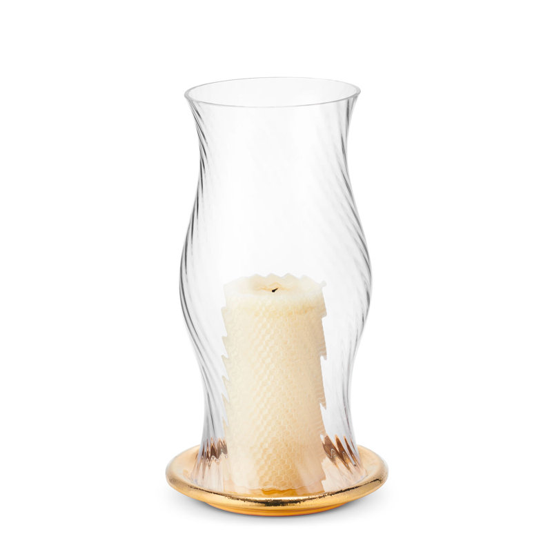 Elegant Gold Ceramic 11.6" Handmade Hurricane Candle Holder