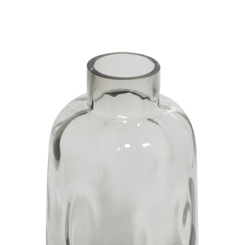 Coastal Whisper 15" Tinted Gray Glass Bouquet Vase
