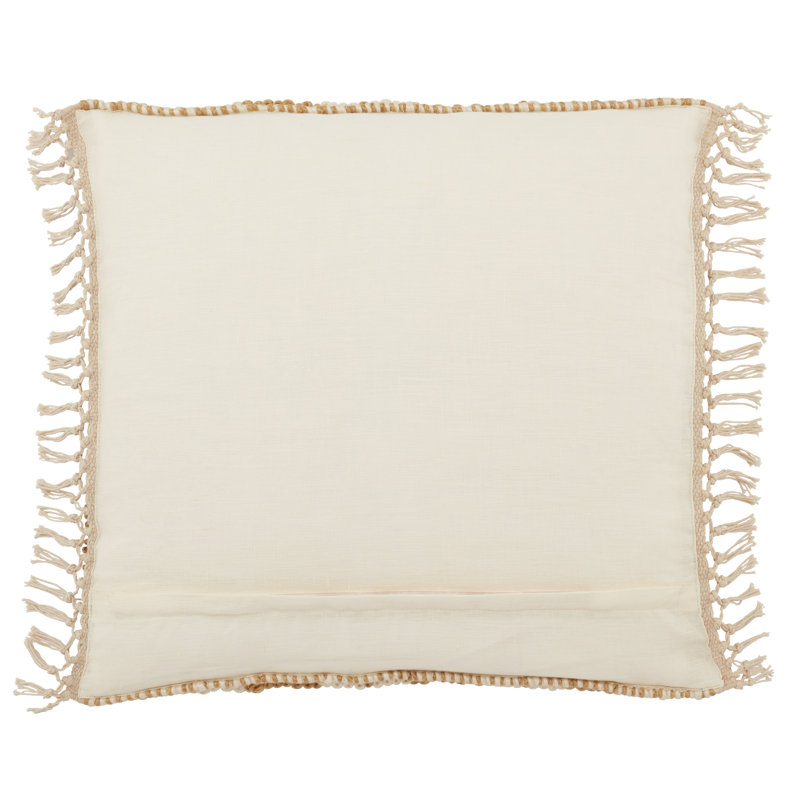 Gold and Ivory Embroidered Square Linen Pillowcase