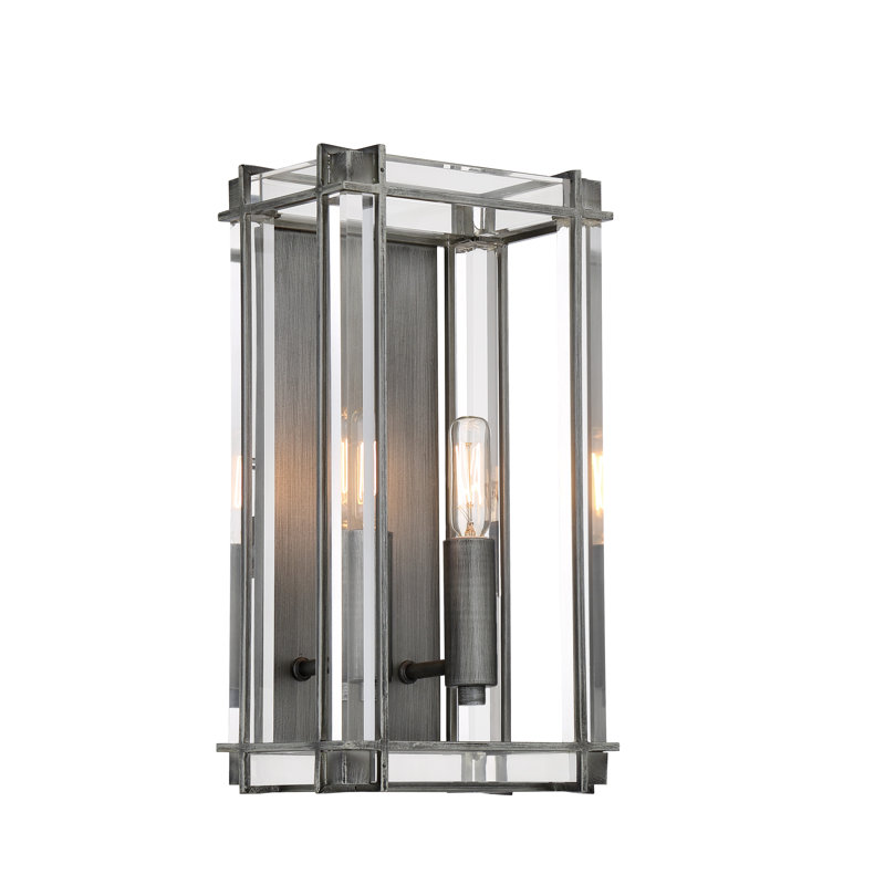 Langen Square 2-Light Antique Nickel Vanity Wall Sconce with Acrylic Shades