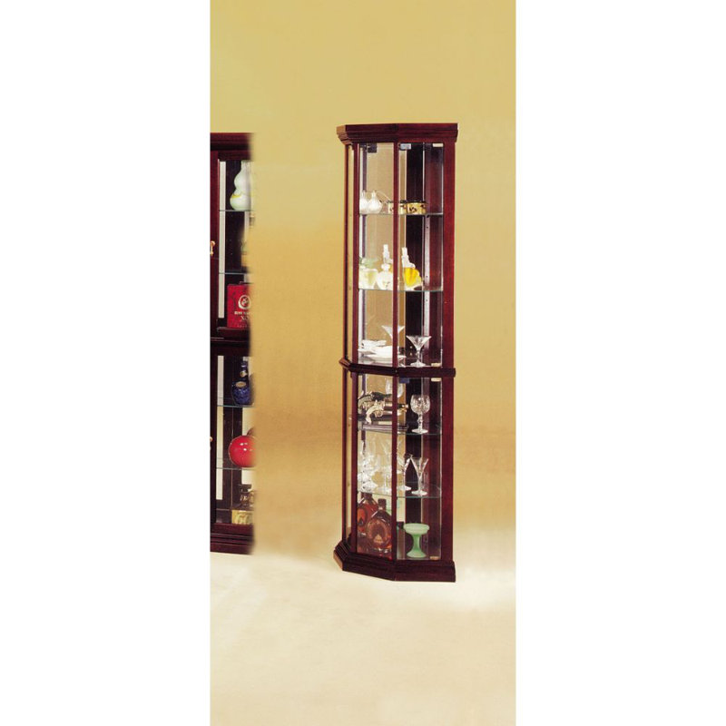 Huxley 16'' Cherry Wood and Glass Contemporary Curio Cabinet