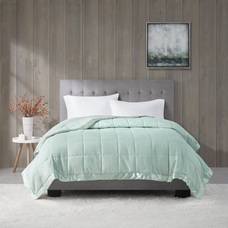 Full Seafoam Down Alternative Blanket with Satin Trim