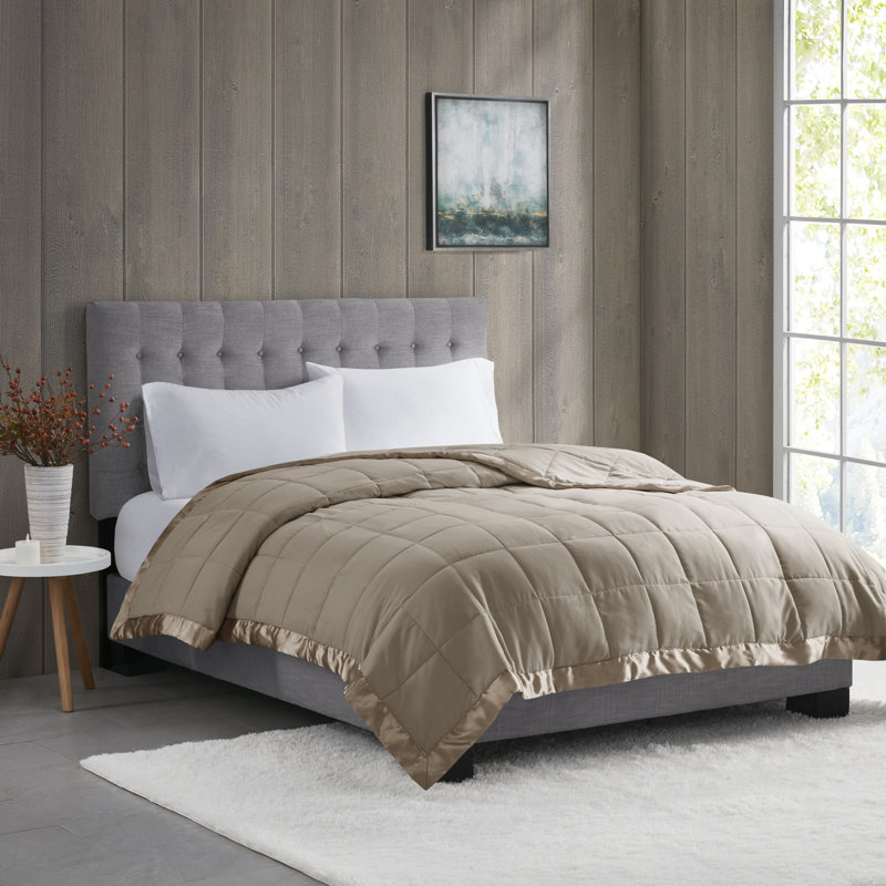 Twin Brown Down Alternative Blanket with Satin Trim