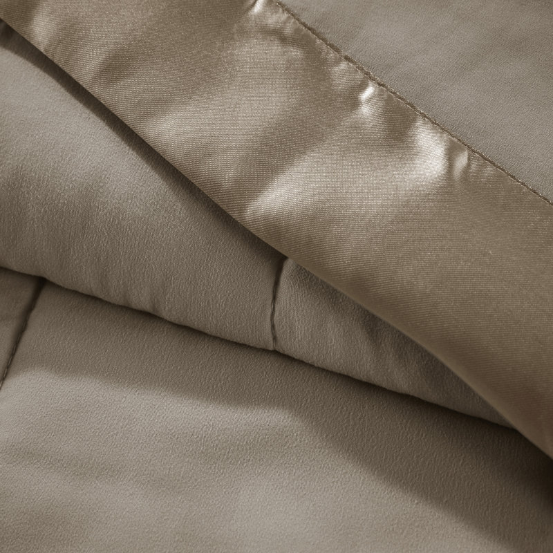 Twin Brown Down Alternative Blanket with Satin Trim
