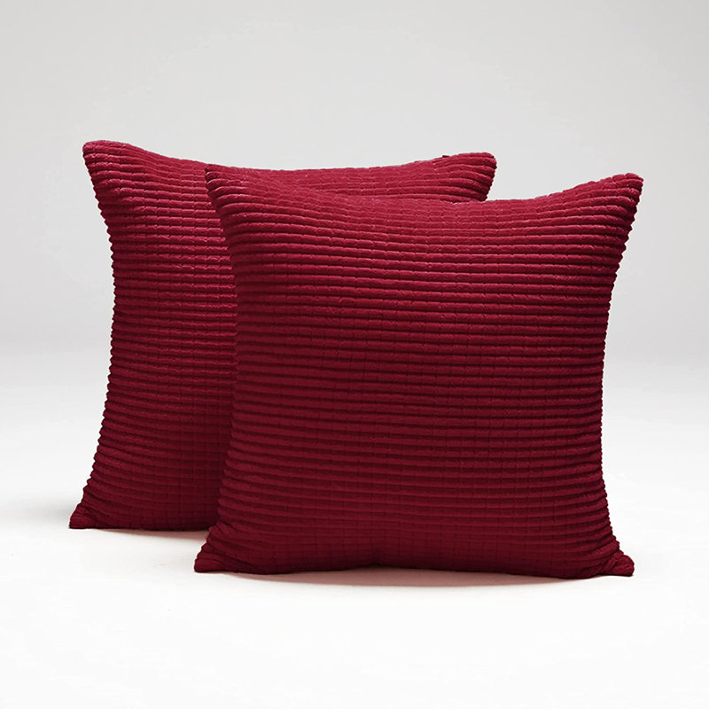 Wine Red Corduroy 16x16 Euro Pillow Covers Set