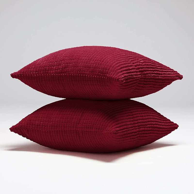 Wine Red Corduroy 16x16 Euro Pillow Covers Set