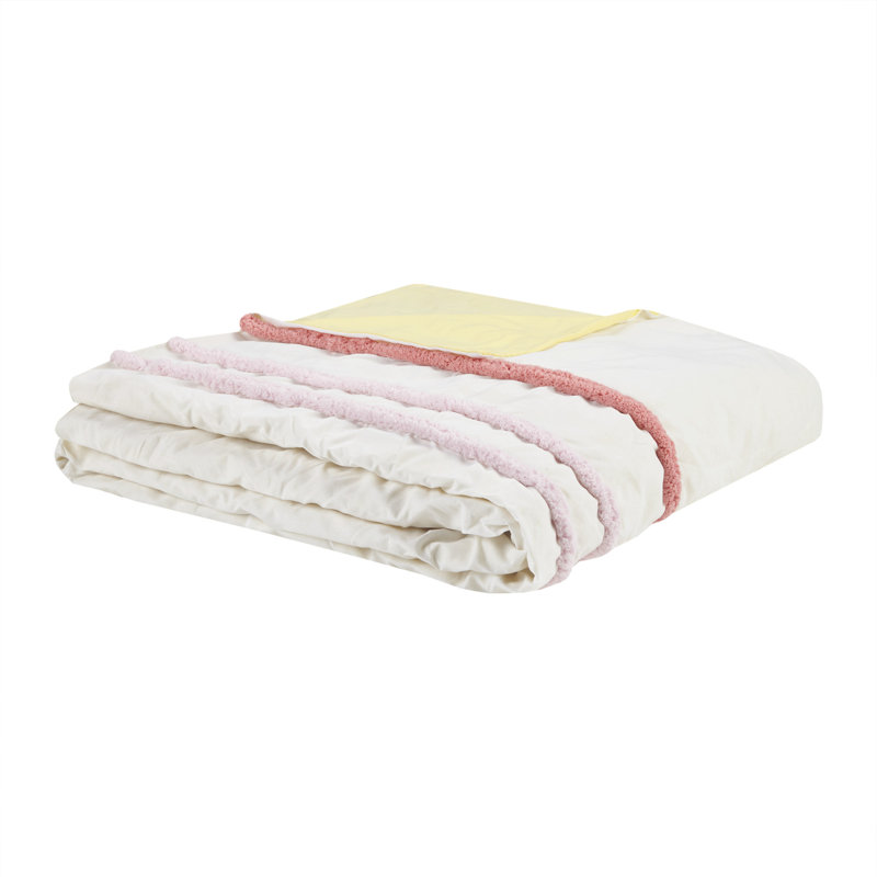 Pink Cotton Chenille Trim Full/Queen Duvet Cover Set