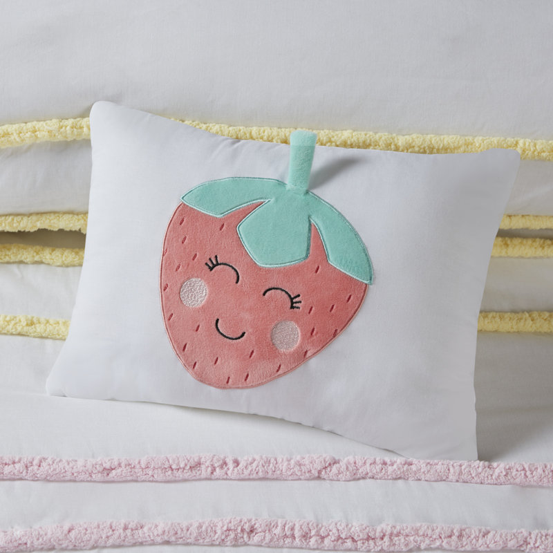 Pink Cotton Chenille Trim Full/Queen Duvet Cover Set