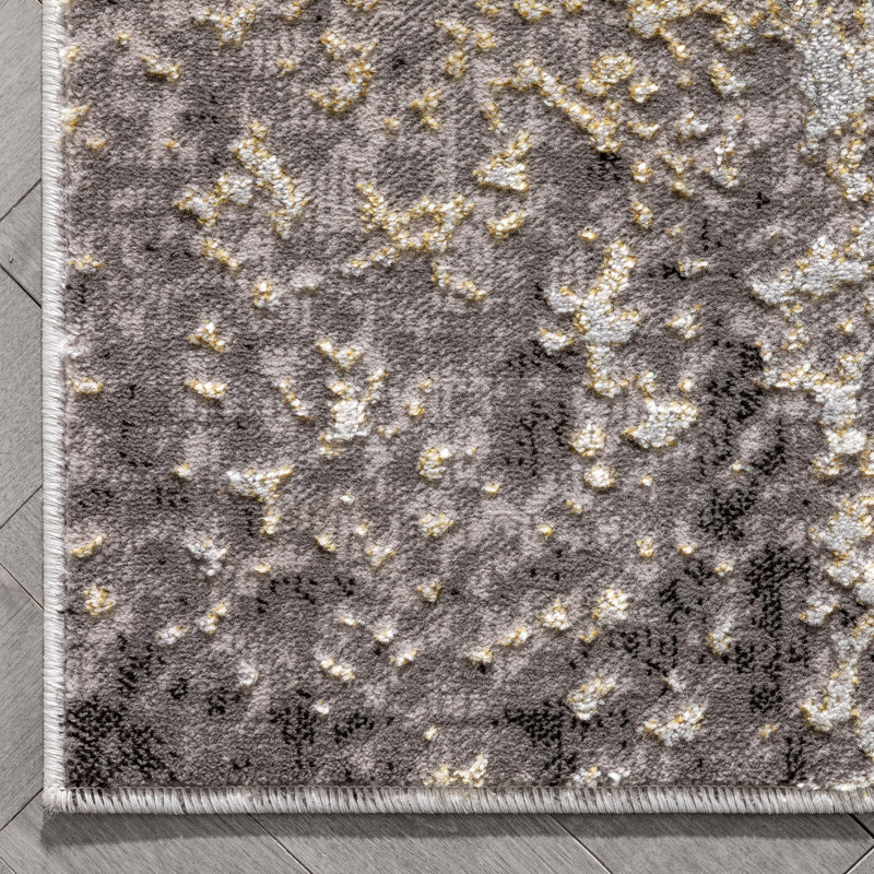 Modern Abstract Geometric 5' x 7' Gray Synthetic Area Rug