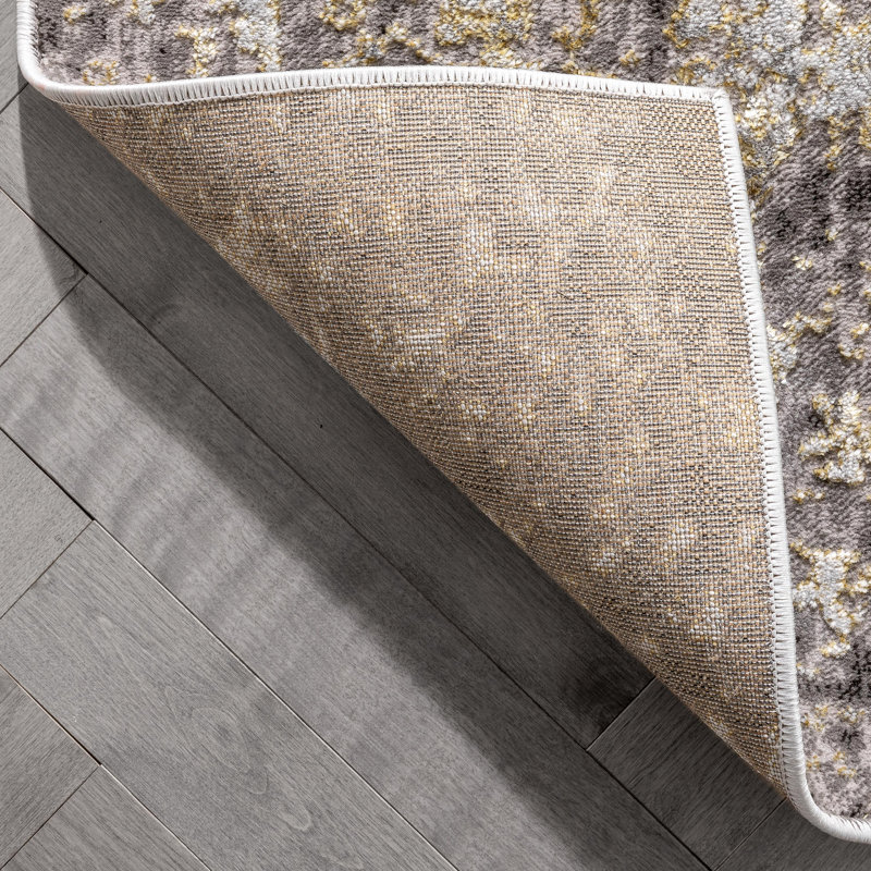 Modern Abstract Geometric 5' x 7' Gray Synthetic Area Rug