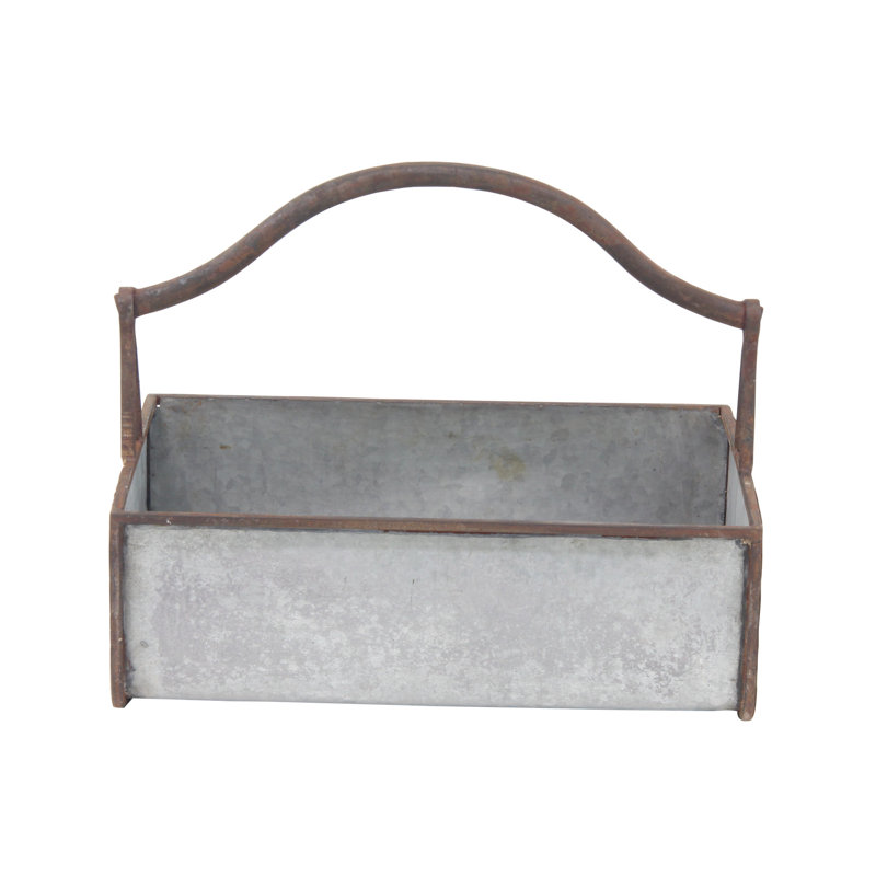 Farmhouse Grey Metal Indoor/Outdoor Planter Set, 16" & 18"