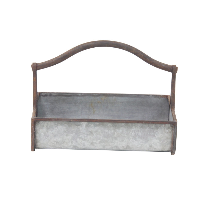 Farmhouse Grey Metal Indoor/Outdoor Planter Set, 16" & 18"