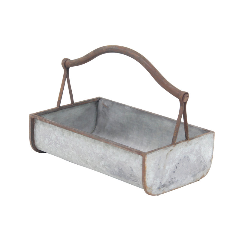Farmhouse Grey Metal Indoor/Outdoor Planter Set, 16" & 18"
