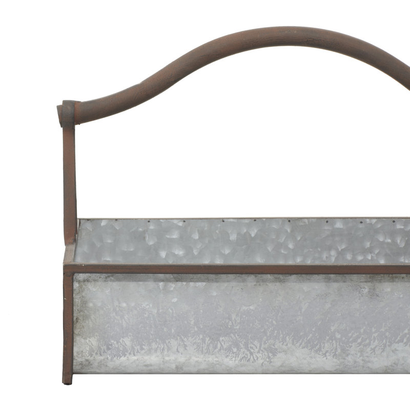 Farmhouse Grey Metal Indoor/Outdoor Planter Set, 16" & 18"
