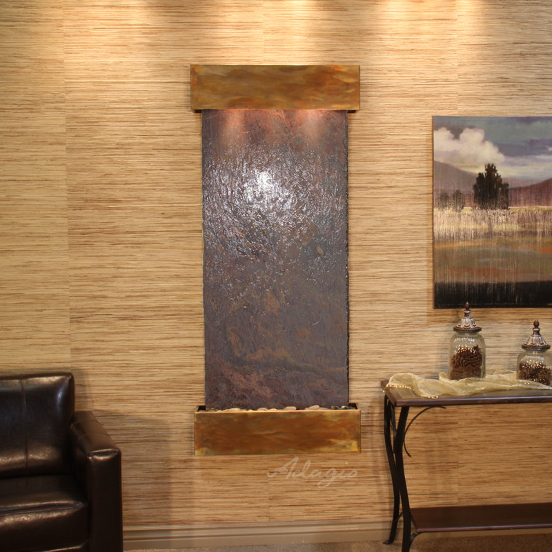 Rajah Natural Slate Wall Fountain with Copper Finish
