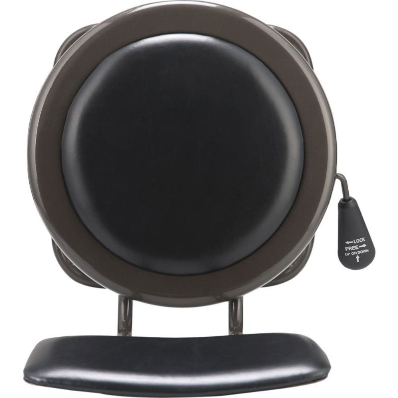 Charcoal Gray Steel Industrial Stool with Black Vinyl Backrest