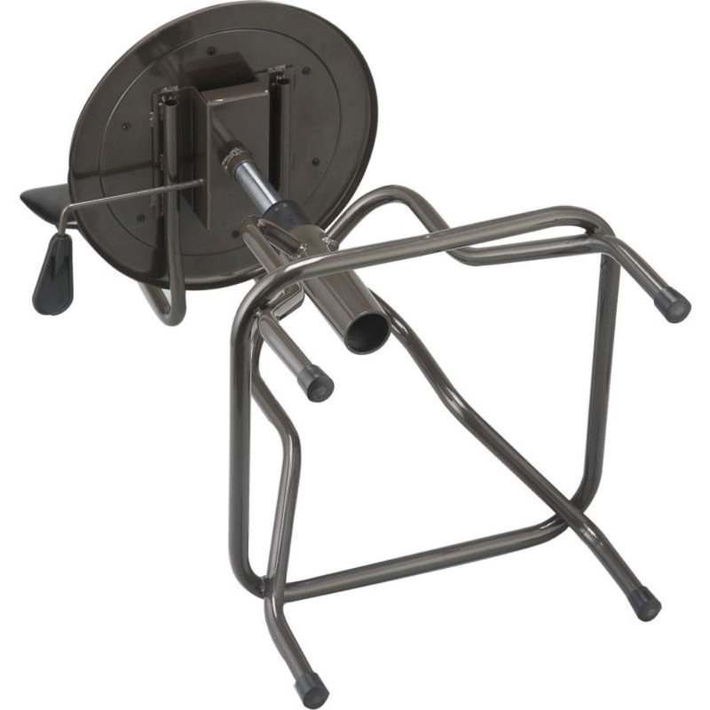Charcoal Gray Steel Industrial Stool with Black Vinyl Backrest