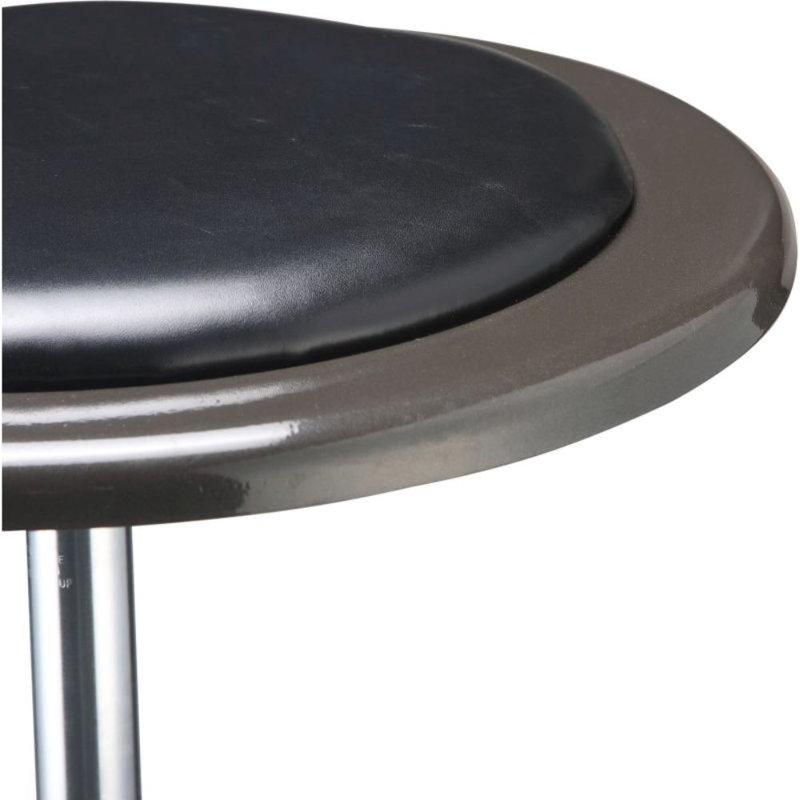 Charcoal Gray Steel Industrial Stool with Black Vinyl Backrest
