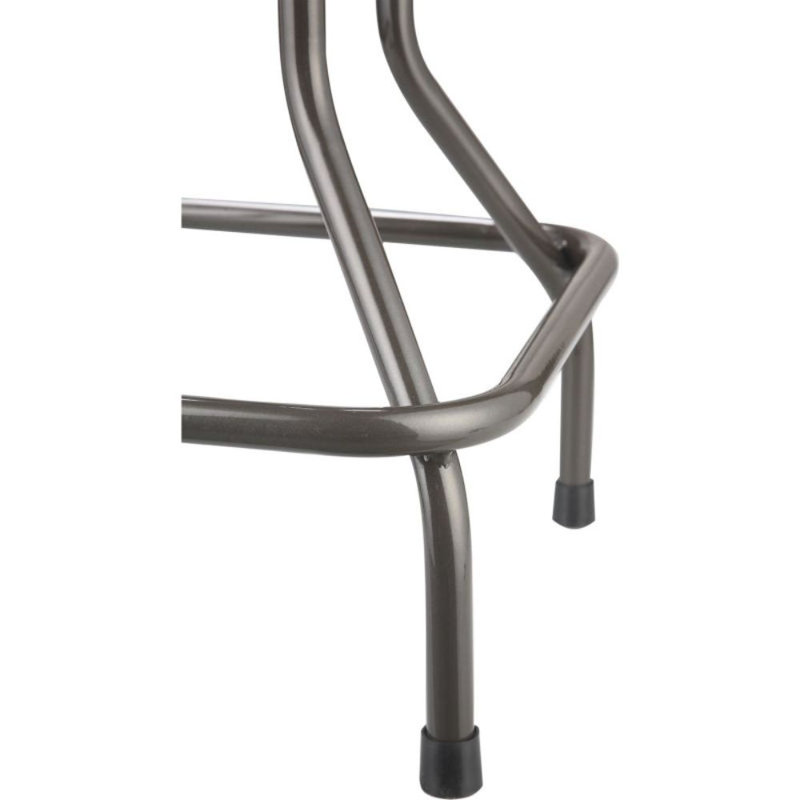 Charcoal Gray Steel Industrial Stool with Black Vinyl Backrest