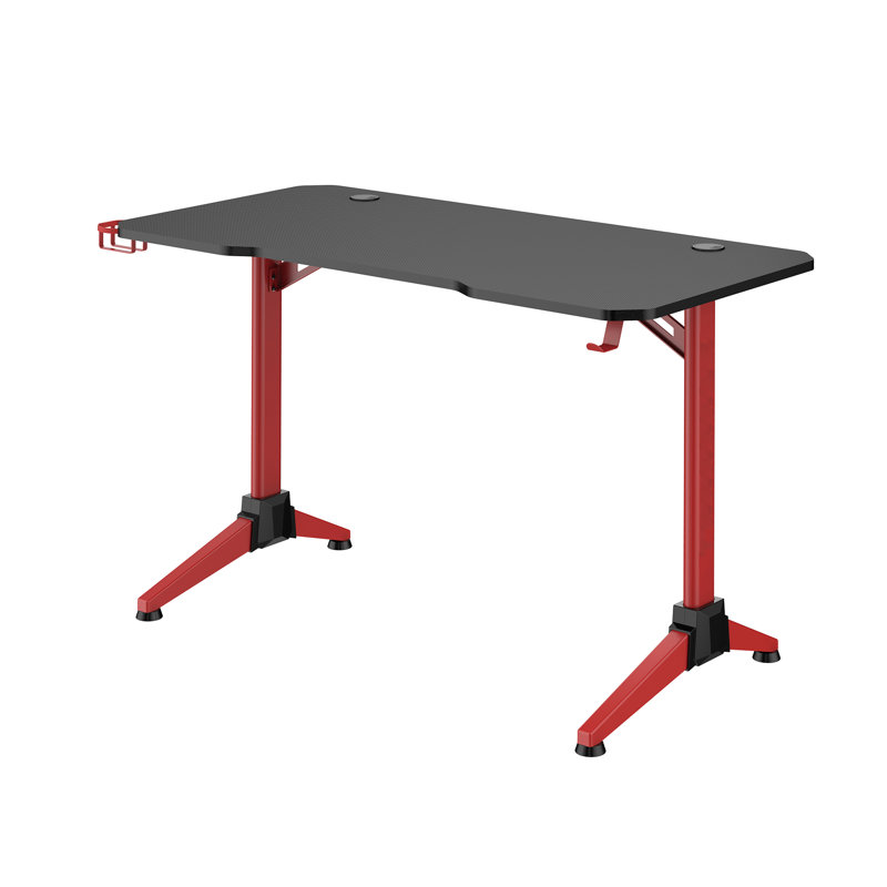 47.2'' T-Shaped Red Metal Gaming Desk with LED Lighting