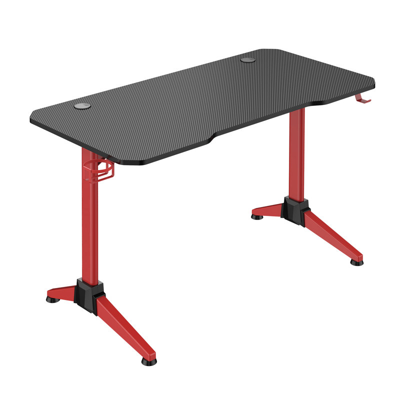 47.2'' T-Shaped Red Metal Gaming Desk with LED Lighting