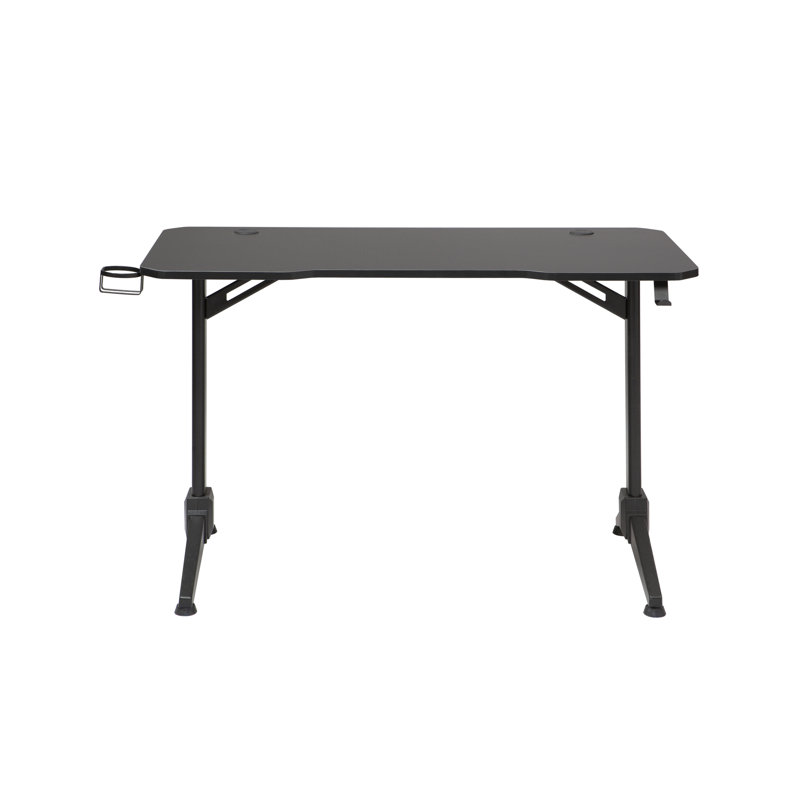 47.2" T-shaped Black Metal Gaming Desk with Cup Holder & Headphone Hook