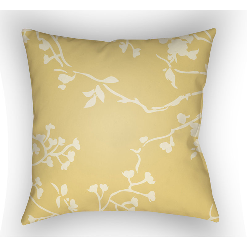Yellow Chinoiserie Floral Square Throw Pillow Set