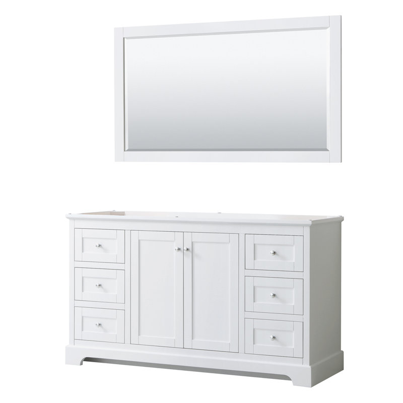Avery 60'' Dark Blue Single Bathroom Vanity with White Carrara Marble Top