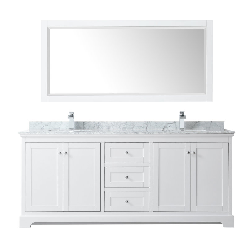 Avery 80" White Double Bathroom Vanity with Cultured Marble Top