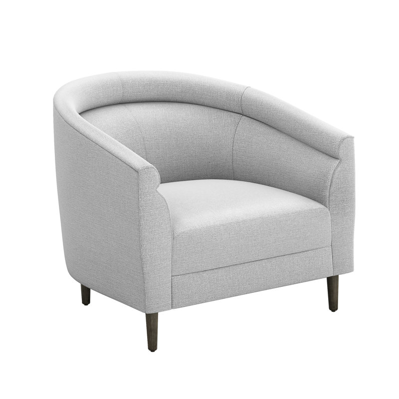Gray Handcrafted Barrel Chair with Wooden Legs