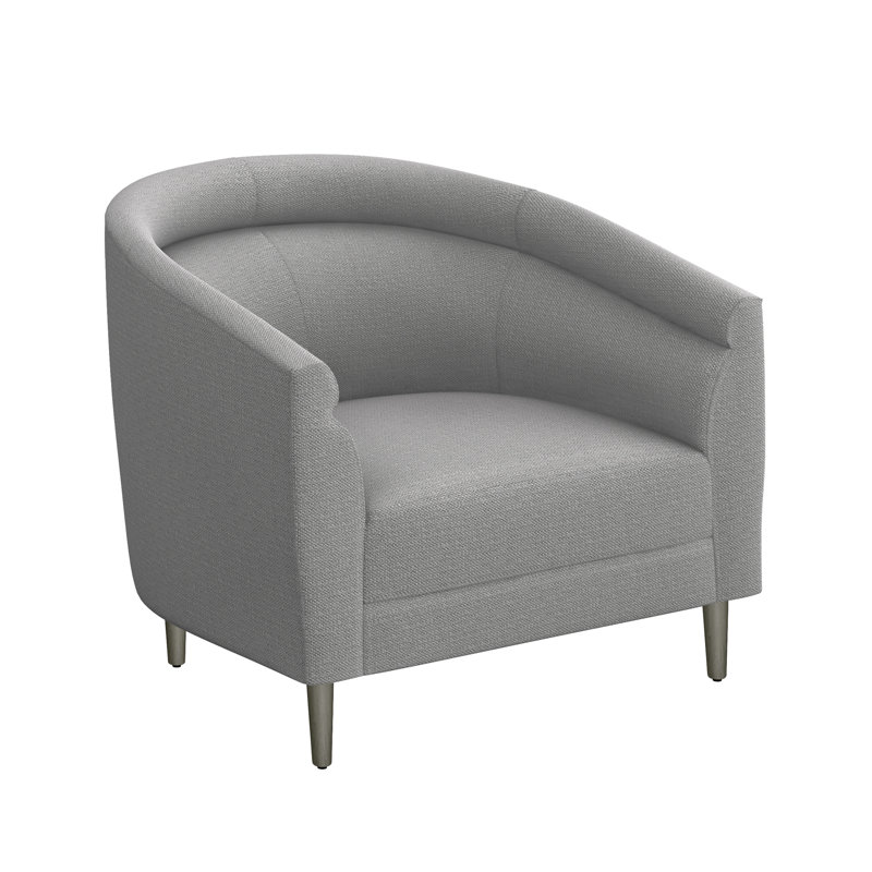 Gray Handcrafted Barrel Chair with Wooden Legs