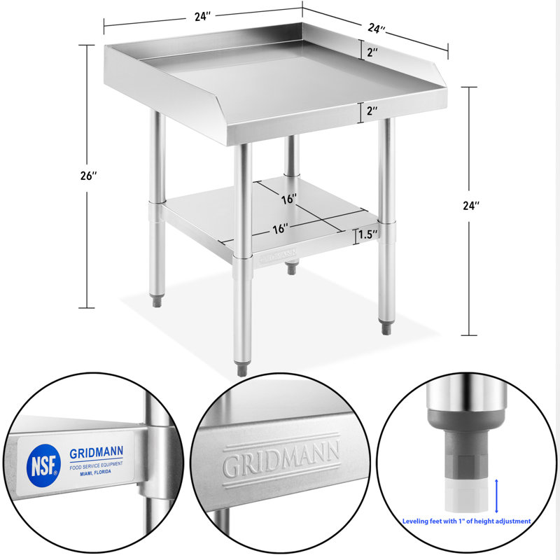 24" Cream & Stainless Steel Commercial Kitchen Prep Stand