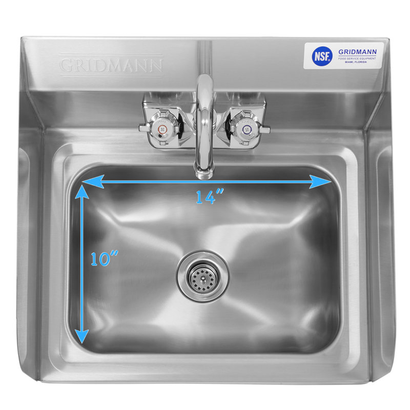 18-Gauge Stainless Steel Wall Mount Commercial Hand Wash Sink with Chrome Faucet