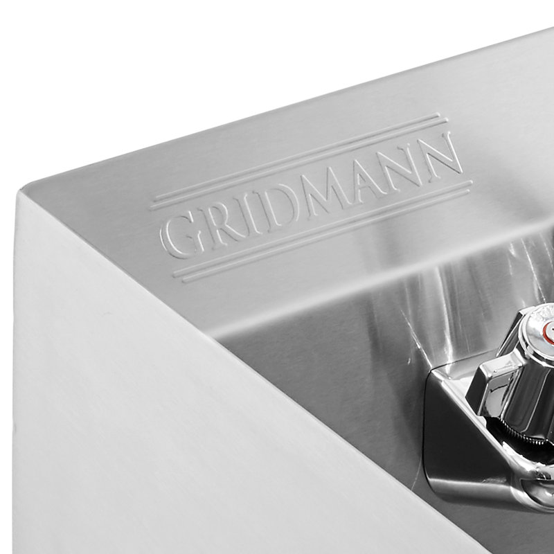 18-Gauge Stainless Steel Wall Mount Commercial Hand Wash Sink with Chrome Faucet