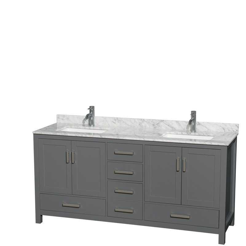 Sheffield 78.5" Dark Gray Solid Wood Double Bathroom Vanity Base