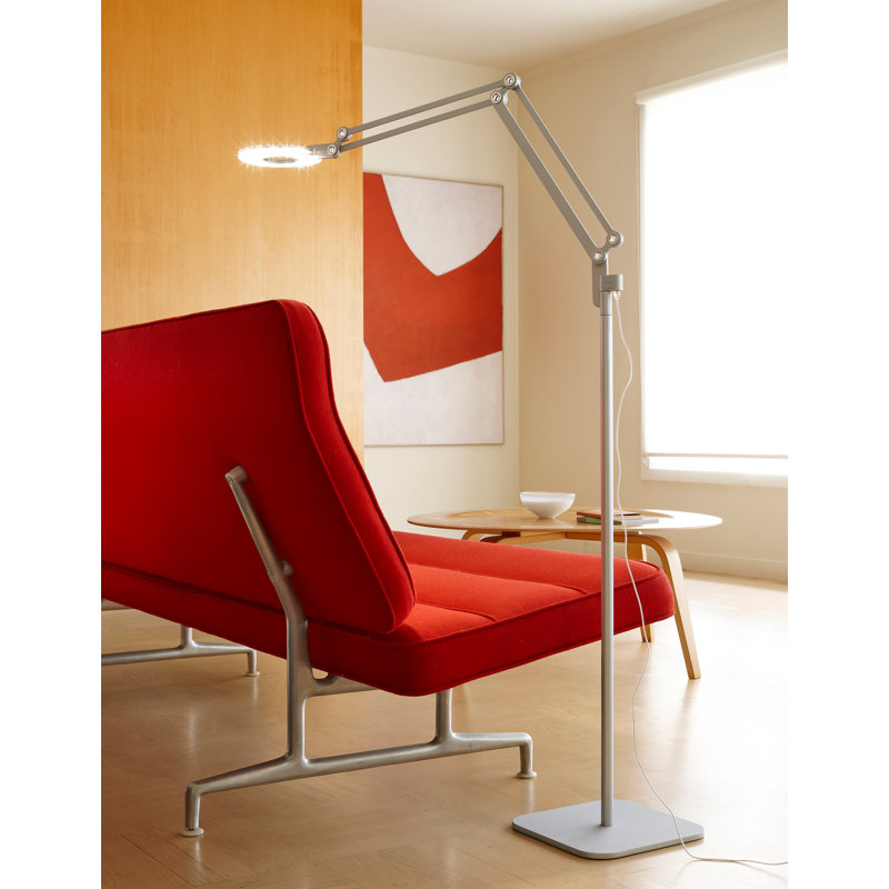 Edison Adjustable White Aluminum LED Task Floor Lamp