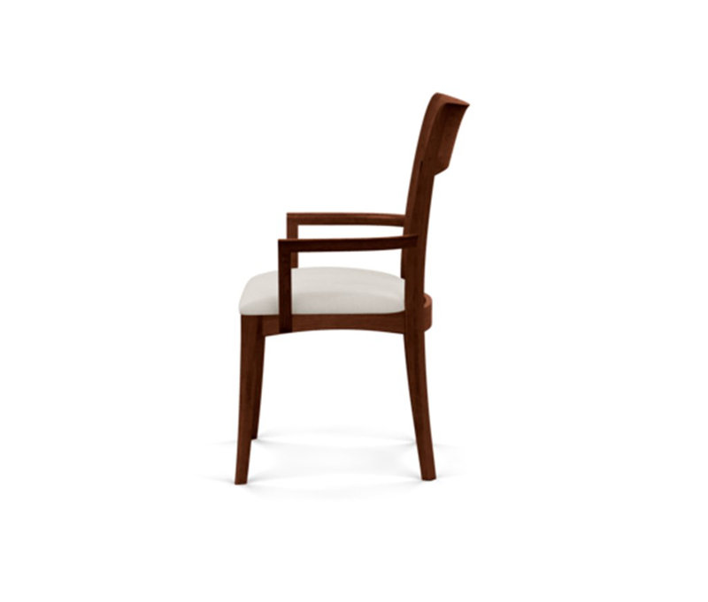Ingrid Cognac Cherry Wood Upholstered Linen Armchair