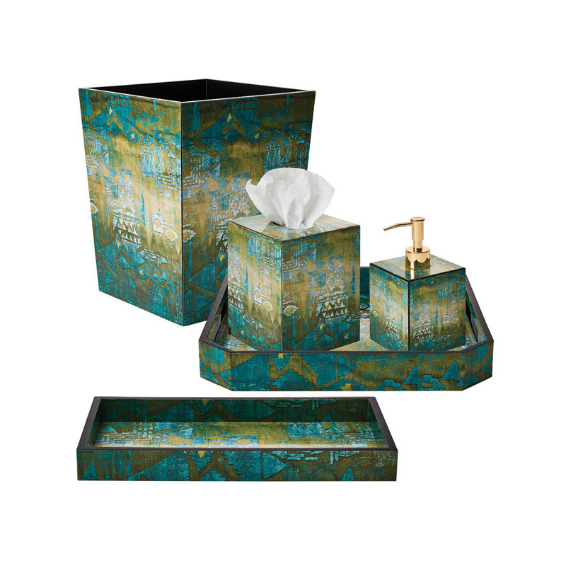 Green and Turquoise Freestanding Decorative Tissue Box Cover