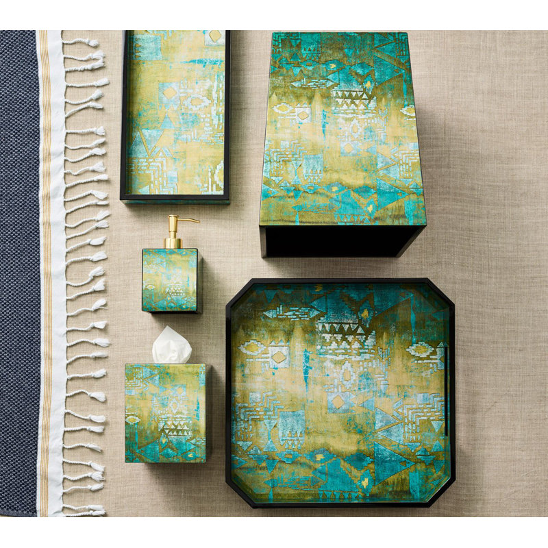 Green and Turquoise Freestanding Decorative Tissue Box Cover