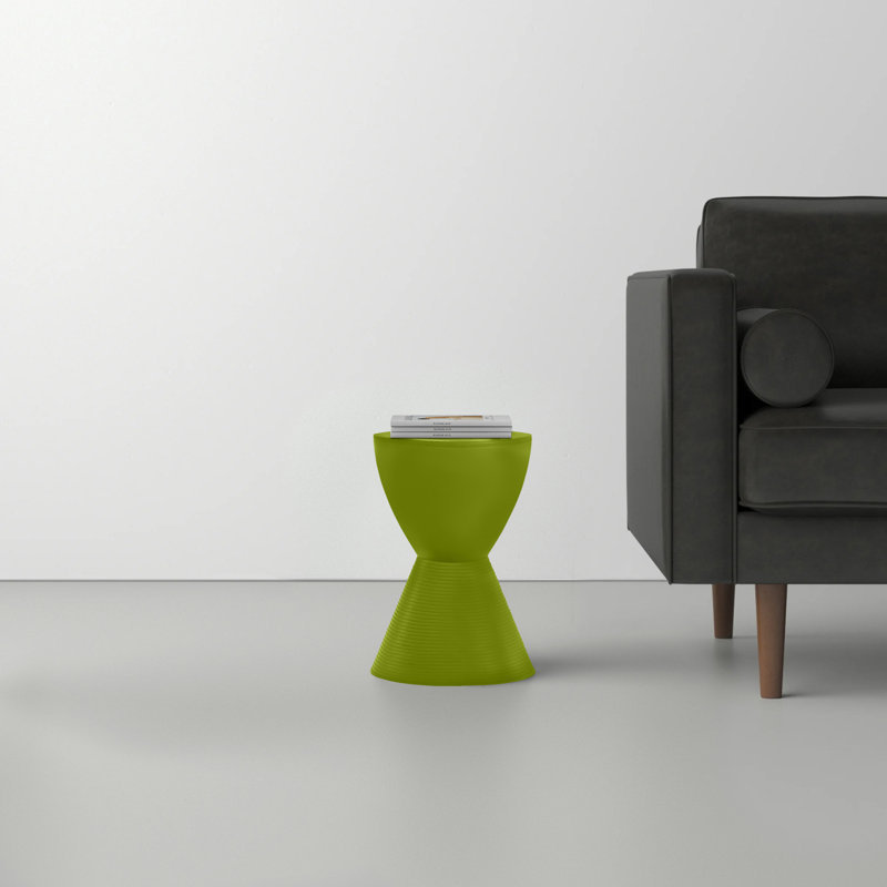 Green Ribbed Round Acrylic End Table