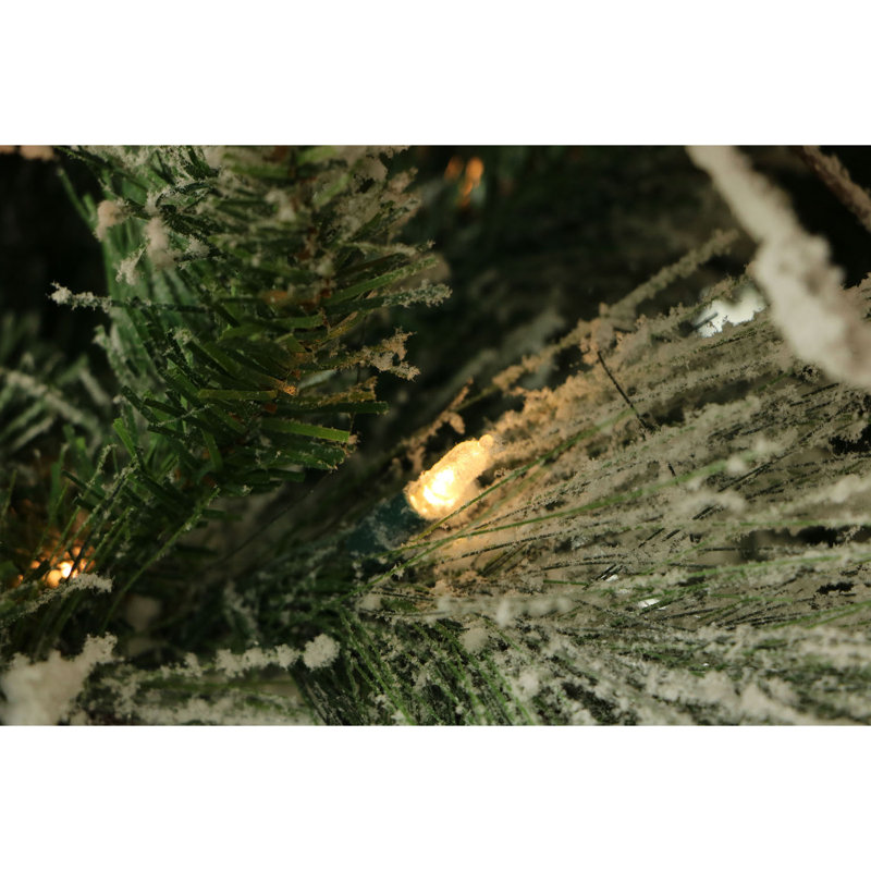 7.5-Foot Snowy Pine Flocked Christmas Tree with Warm White LED Lights