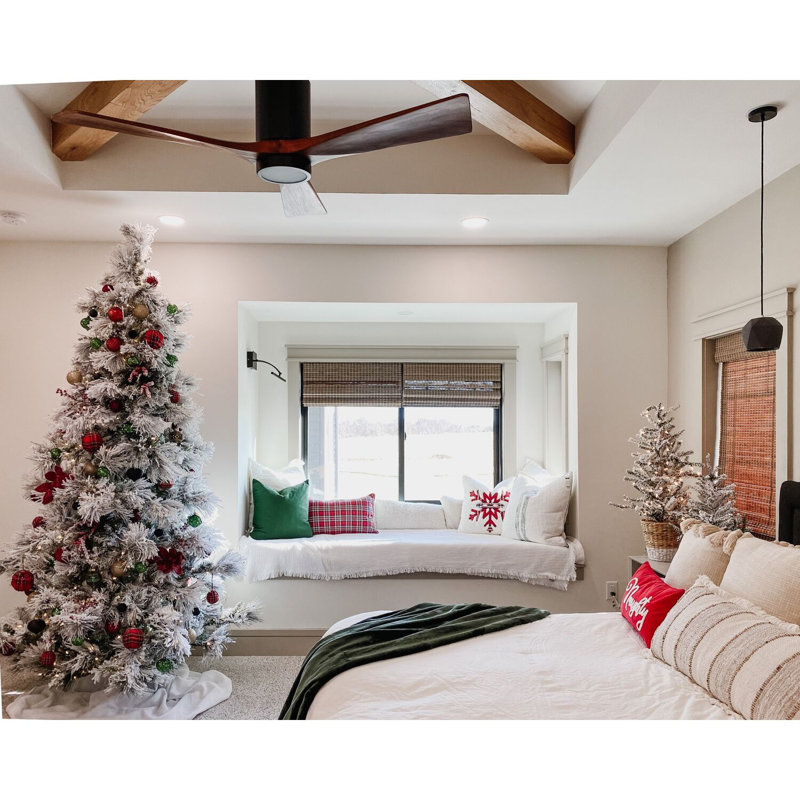 7.5-Foot Snowy Pine Flocked Christmas Tree with Warm White LED Lights