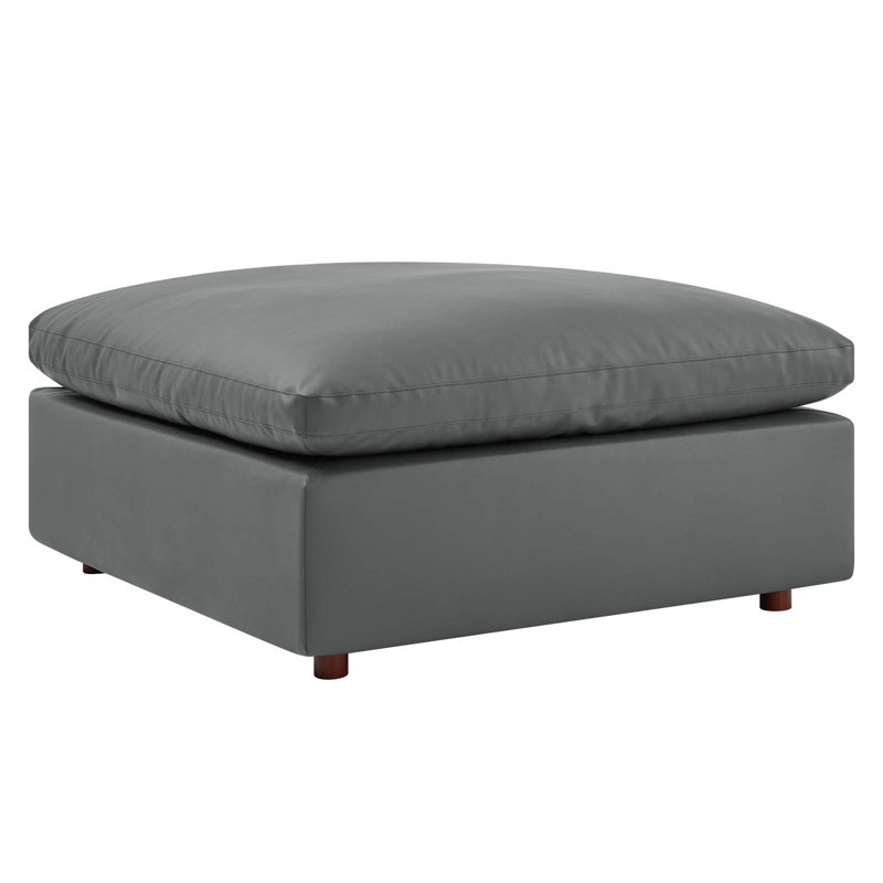 Luxurious Gray Faux Leather 5-Piece Sectional with Ottoman