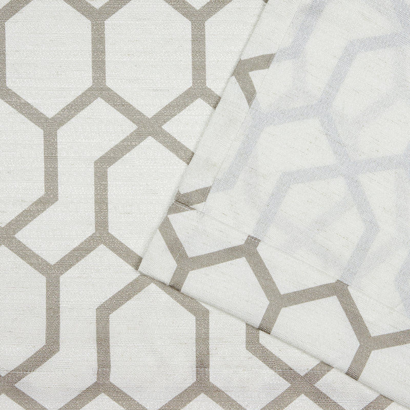 Dove Grey Geometric Print Light-Filtering Linen Blend Curtain Panel Pair