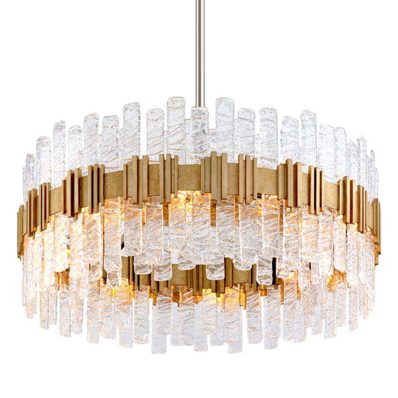 Ciro Silver Leaf Glam 10-Light Handmade Glass Pendant