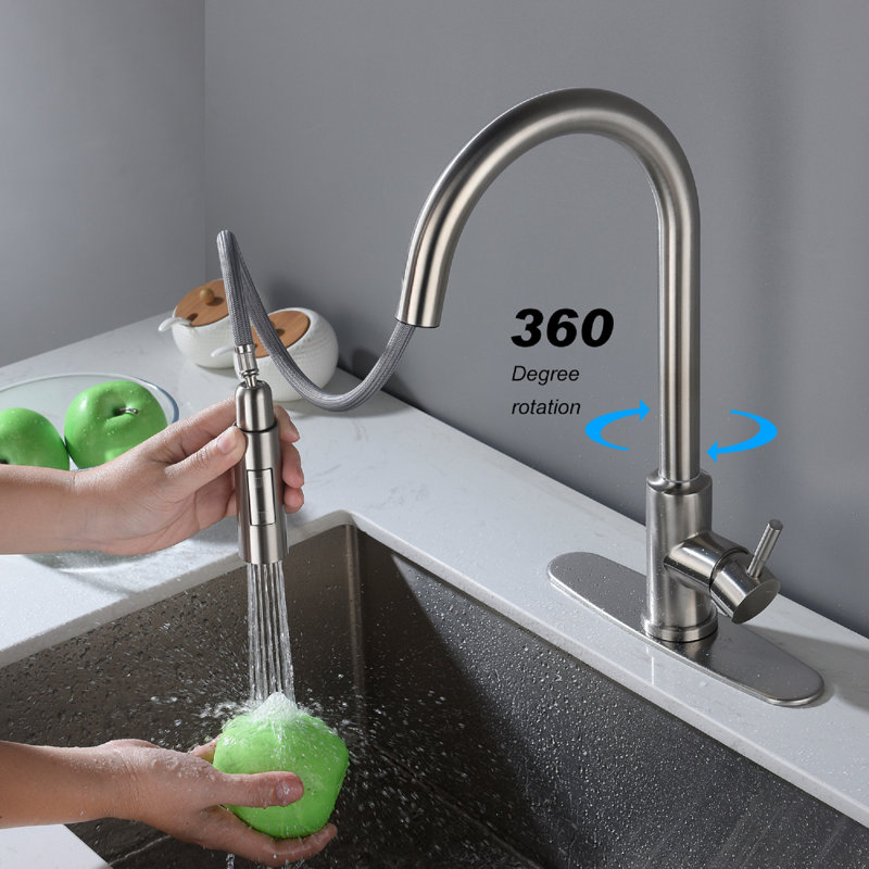 Brushed Nickel Stainless Steel Pull Down Touch Kitchen Faucet