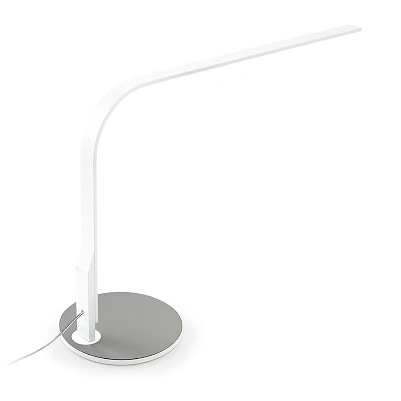 Slim Silver and Aluminum LED Desk Lamp with USB Charging