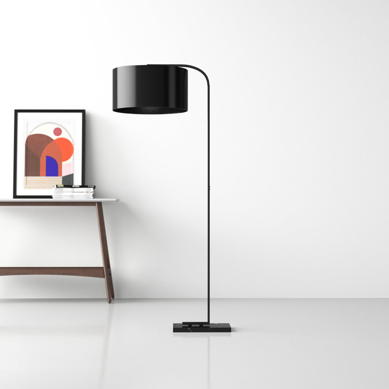 Dorian Black Metal Arc Floor Lamp with Marble Base
